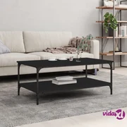 Tavolino da Salotto Nero 100x50x45 cm Legno Multistrato e Ferro