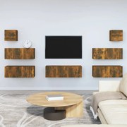 Set di mobili porta tv 7 pz rovere fumo in legno multistrato