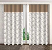 Tenda con stampa di fiori beige e bordo marrone Larghezza: 160 cm | Lunghezza: 250 cm