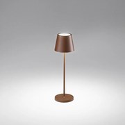 Lampada Da Tavolo Esterno Diva Contemporanea Alluminio Corten Led Luce Calda