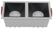 Doppio Faretto Da Incasso Moderno Alfa Led Alluminio Bianco Diffusori Neri Dimm.