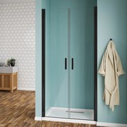 Porta saloon in vetro temperato trasparente 6mm Linea Eny Black: 118-120x190 cm