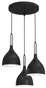 Lampadario a sospensione con filo NOAK 3xE27/15W/230V nero/cromo
