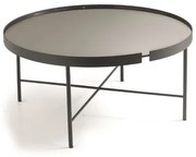 Tavolino tondo in metallo con vetro Fumč CHRIS 80