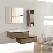 Mobile Bagno Sospeso Sfalsato 90 Cm Due Cassetti Specchio Con Illuminazione Led Esseci Arredo Bagno "Sorrento"