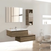 Mobile Bagno Sospeso Sfalsato 90 Cm Due Cassetti Specchio Con Lampada Led 90x70 Cm Esseci Arredo Bagno "Sorrento"