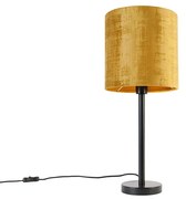 Lampada da tavolo moderna nera con paralume dorato 25 cm - Simplo