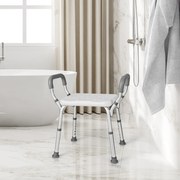 Costway Sedile doccia con braccioli imbottiti staccabili e piedini in gomma antiscivolo, Sedia doccia 6 altezze regolabili 2 Colori