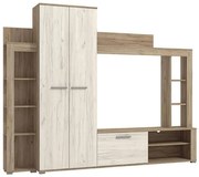 NILA - parete attrezzata moderna colore rovere grigio bianco