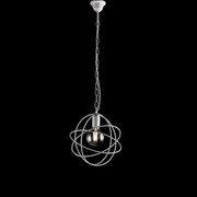 Lampadario a Sospensione 1 Luce Sfera Ferro Bianco e Argento Serie Williams