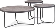 Set di 3 Tavolini da caffè Demeter in grigio/nero