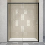 Porta doccia scorrevole L 138-139.5 cm x H 200 cm per nicchia in vetro trasparente SP. 6 mm, profilo opaco nero, serie Jazz