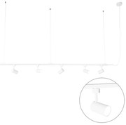 Sistema a binario sospeso moderno monofase con 5 faretti bianchi - Jeana