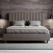 Letto matrimoniale contenitore imbottito 160x190 similpelle cappuccino Agueda