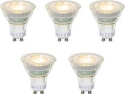 Set di 5 lampadine LED GU10 50mm trasparenti 2,5W 450 lm 2700K