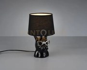 Dosy lampada tavolo ceramica nera bulldog con occhiali h. 29cm 1 lu...
