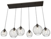 Sospensione Minimal Industrial Nando 6 Luci Lineari Nera