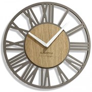 Semplice orologio da parete grigio con design in legno