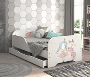 Letto per bambini MIKI 160 x 80 cm con motivo di principesse e unicorni