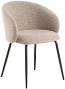 CLARA Beige Caffelatte (tessuto Monza 60)/gambe nere - SEDIA MODERNA IMBOTTITA PER SOGGIORNO/SALA DA PRANZO/UFFICIO LOFT