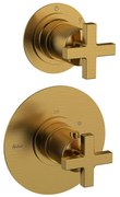 Rubinetto per doccia getto laminare cristallino ad incasso termostatico Los Angeles oro satinato HUBER