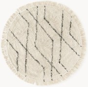 Tappeto rotondo in cotone fatto a mano con motivo rombi Bina