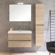Mobile bagno sospeso con lavabo L 80 x H 57 x P 46 cm olmo rousseau in truciolare 2 cassetti per vasca centrale Kora