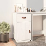 Armadietto Da Scrivania Bianco 40x50x75 Cm Legno Massello Pino /