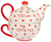 Set da tè in ceramica bianca e rossa You are My Cup of Tea - Sass &amp; Belle