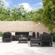 Set divani da giardino 10 pz con cuscini legno massello grigio