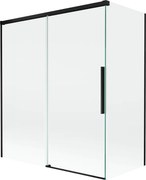 Mexen Rox paravento da bagno a 2 ante scorrevoli 140 + 70 x 150 cm, trasparente, nero - 8C9-140-070-70-00