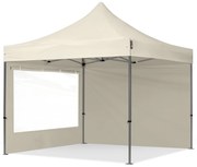 TOOLPORT 3x3m gazebo pieghevole con laterali (finestre panoramiche), PREMIUM acciaio, crema - (600013)