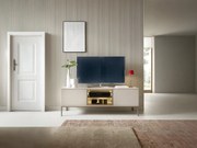Mobile TV 3 ante con LED in MDF e Vetro fumé Beige e Nero OVILA