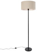 Lampada da terra nera con paralume marrone chiaro 50 cm - Simplo