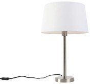 Lampada da tavolo acciaio paralume bianco 32cm - SIMPLO