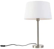 Lampada da tavolo acciaio paralume bianco 32cm - SIMPLO
