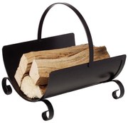 Cestino in metallo per legna 40x38 cm con manico nero