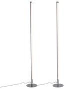 Set di 2 lampade da terra moderne a LED cromate - Line-up
