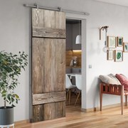 Porta scorrevole reversibile Barn Wengé in alluminio beige, L 86 x H 215 cm, con binario Loft