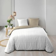 Set copripiumino e federa bianco/beige in cotone per letto matrimoniale 200x200 cm Cadria – douceur d'intérieur