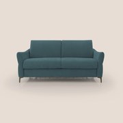 Dalia divano letto con materasso H18 cm e piedi alti in raffinato tessuto smacchiabile T17 petrolio