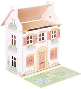 Casa delle bambole in legno con arredamento