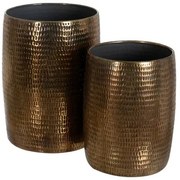 Vaso 2 Pezzi Bronce Dorato Alluminio 35,5 x 35,5 x 50 cm