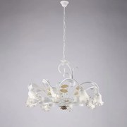 Lampadario in ferro laccato bianco shabby 8 luci cesto