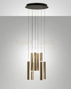 Prado lampadario a sospensione ottone satinato e nero d.40cm 8 luci...