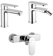 Set miscelatori Jacuzzi | Rubinetteria lavabo bidet per piletta click clack e doccia esterno Borea