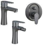Set miscelatori lavabo bidet incasso doccia con deviatore nichel nero satinato Lizzy