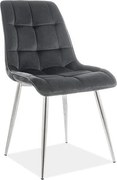 Sedia Chic in velluto nero/cromo - L47 x H41 x H87 cm
