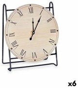 Orologio da Tavolo Nero Metallo Legno MDF 19 x 21 x 9 cm (6 Unità)