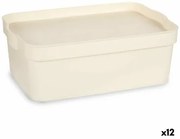 Scatola portaoggetti con coperchio Crema Plastica 6 L 21,5 x 11 x 31,5 cm (12 Unità)